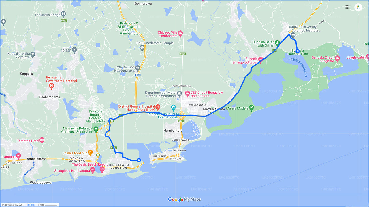 Bundala National Park Safari from Hambantota Seaport