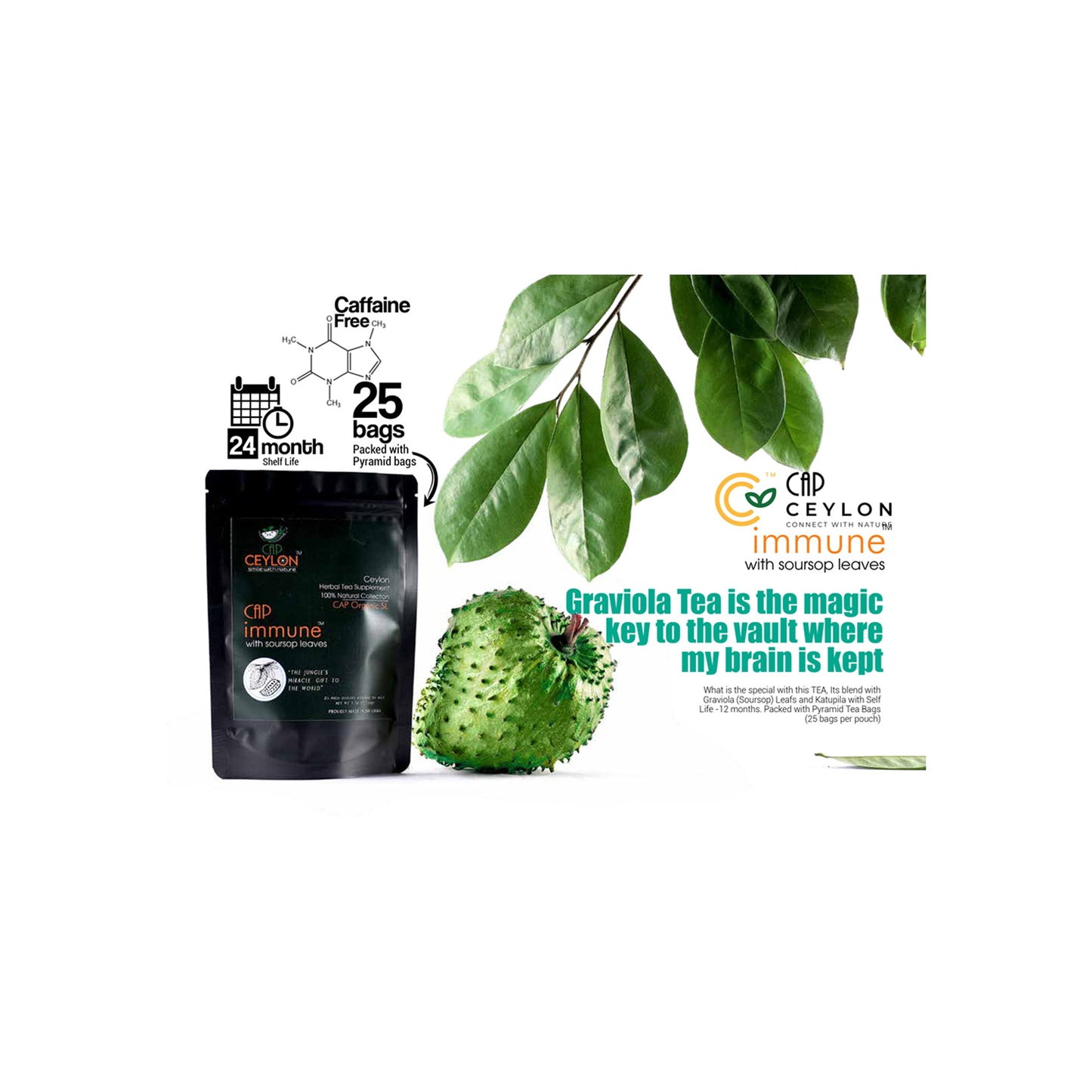 CAP Ceylon Immune Tea (50g) 25 Tea Bags
