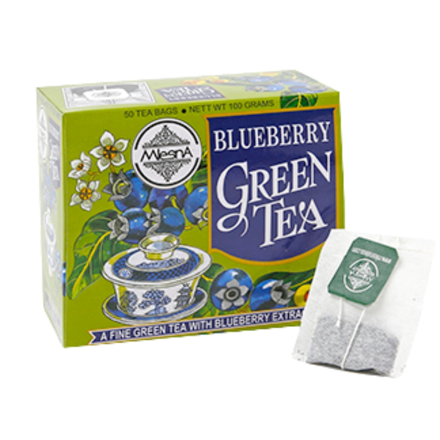 Mlesna Blueberry Green Tea (100g) 50 Tea Bags