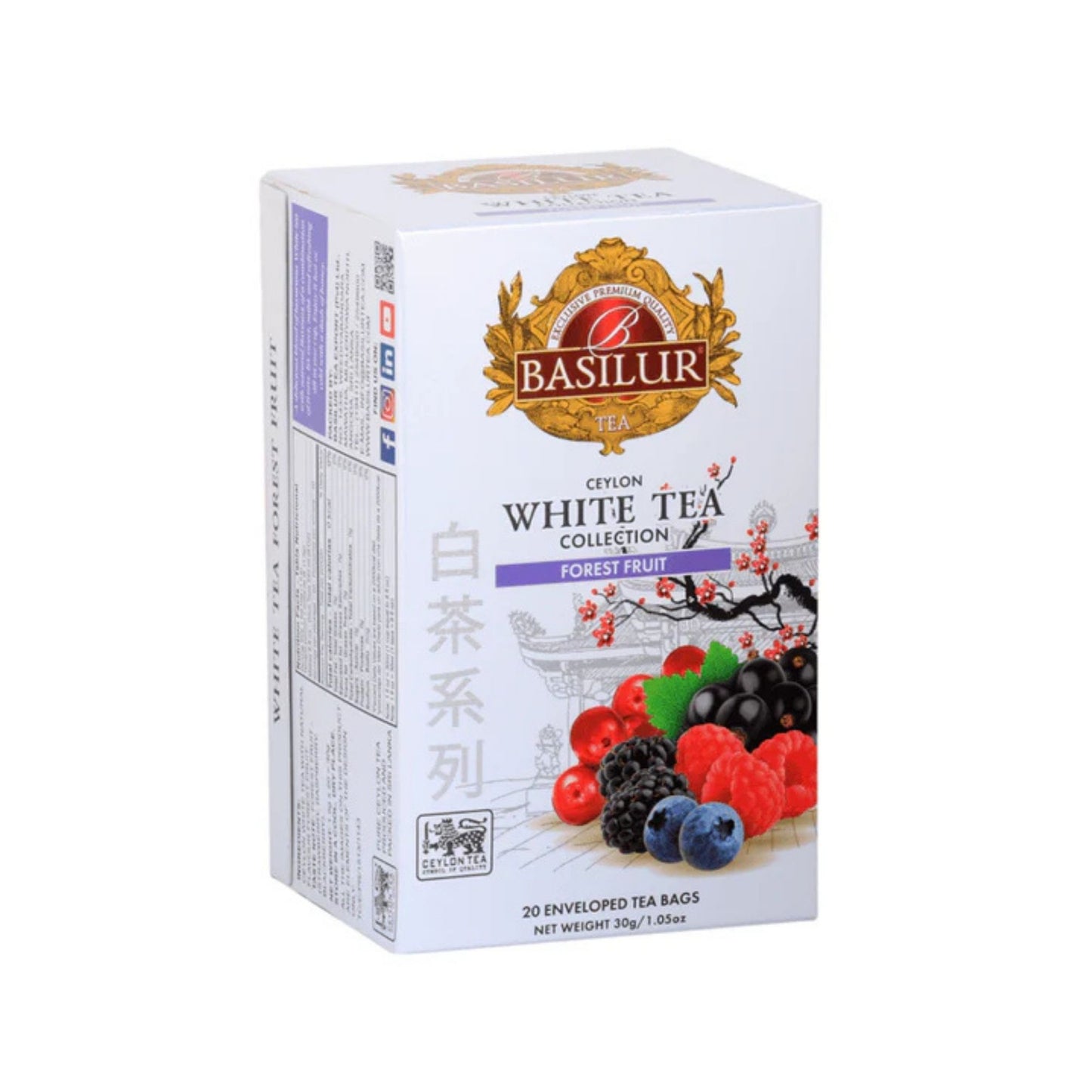 Basilur White Tea Forest Fruit (30g) 20 Enveloped Tea Bags
