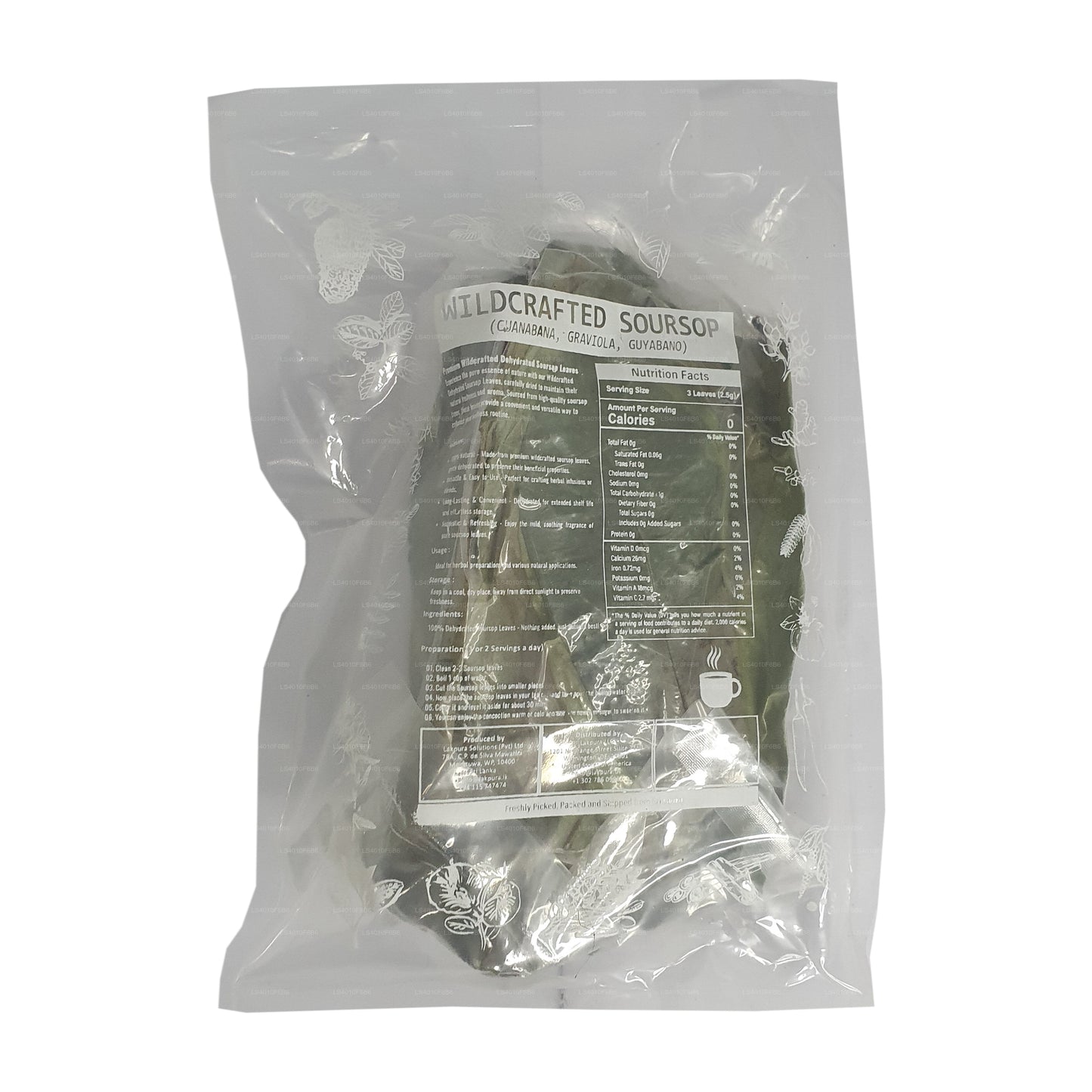 Lakpura® Wildcrafted Soursop (Guanabana, Graviola, Guyabano) Dehydrated Leaves Whole