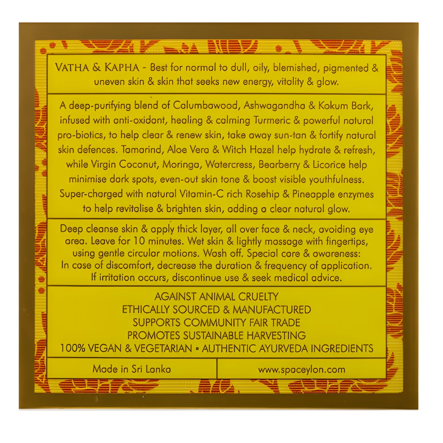 Spa Ceylon True Turmeric Vitamin C Glow Exfoliating Clay Facial Masque (100g)