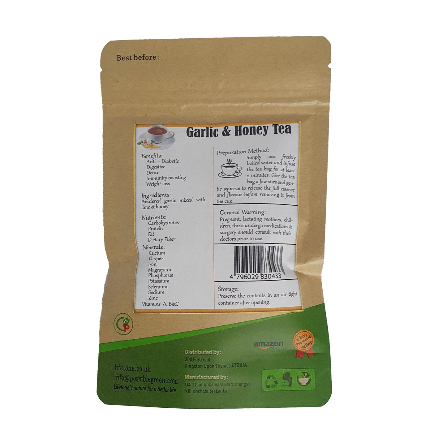 Lifetone Garlic Honey Tea (40g) 20 Tea Bags