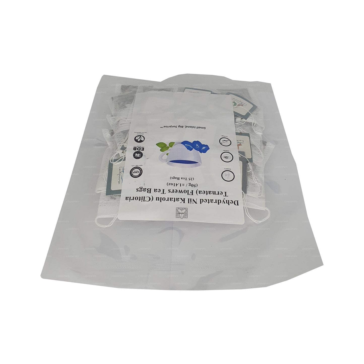 Lakpura® Dehydrated Butterfly Pea (Nil Katarolu; Clitoria Ternatea) Flower Tea Bags (25 Tea Bags)