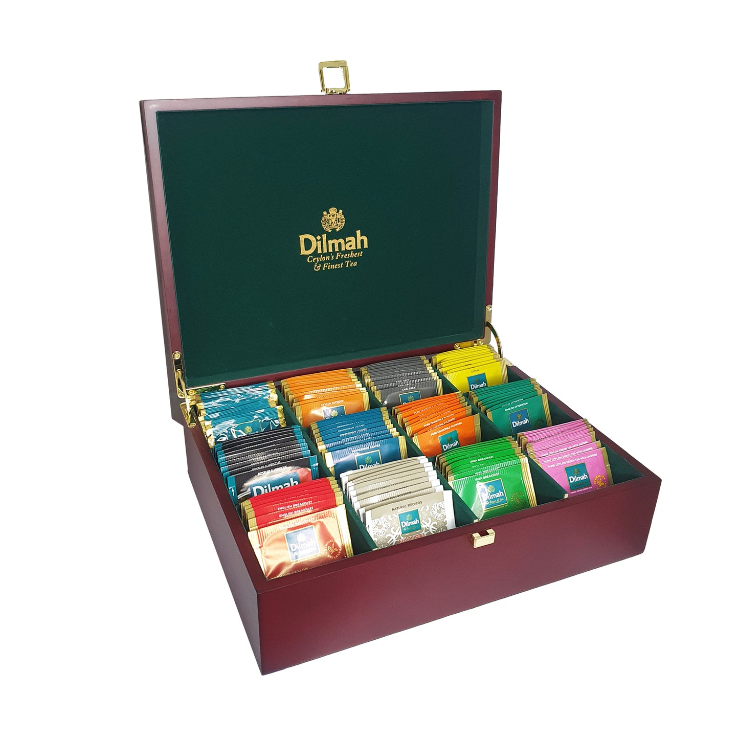 Dilmah Luxury Wooden Presenter Tea Display Chest with 120 Enveloped Teabags - Gourmet 12 Slot